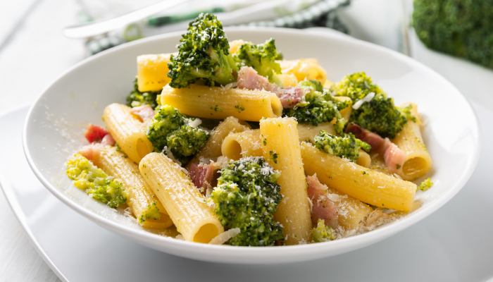 Bacon and broccoli penne